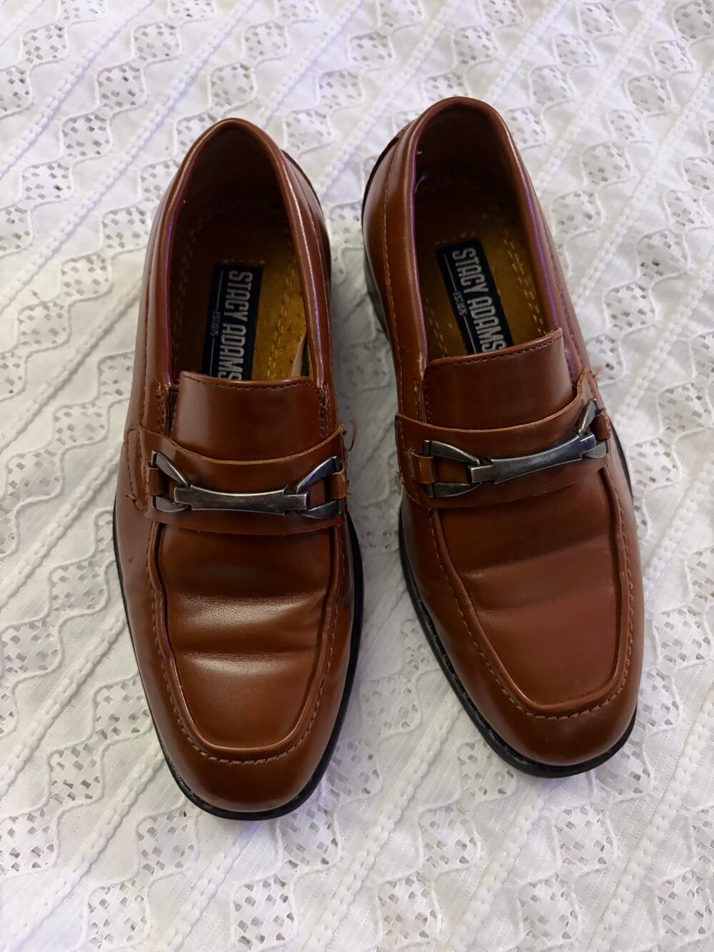 Stacy Adams Boys Brown Bit Loafers Dress Shoes Size 11Y Cognac Slip On